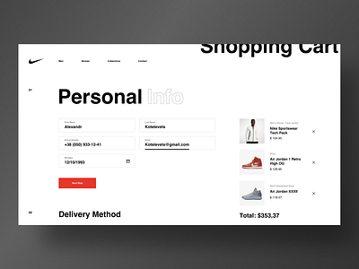 Nike - Shopping Cart app black cart clean concept design desktop e commerce fashion figma grid logo minimal typography ui ux web website