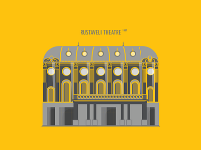 THEATRE 1887 architecture illustration rustaveli theatre yellow