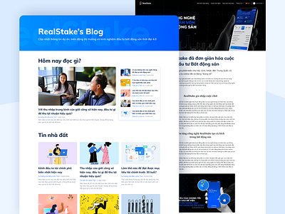 RealStake - Blog and Reading page app blog blue fintech home invesment invest landing page read reading real estate web