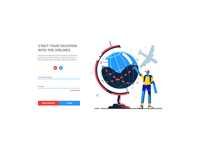 Traveling Login Page branding character design flat icon illustration logo man minimal traveling ui ux vector web website