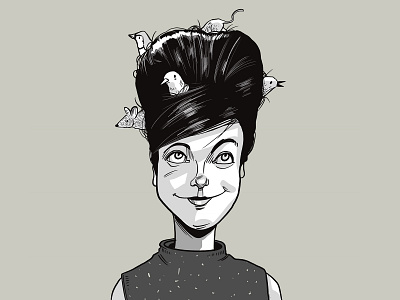 Hairs home animals beehive black and white cartoon character design girl illustration ink art lineart quirky retro sketch wildlife