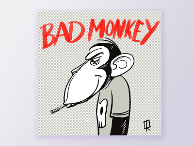 Bad Monkey - yes he is! bad black and white caricature cartoon character design comic art illustration ink and pen ink art line art monkey retro
