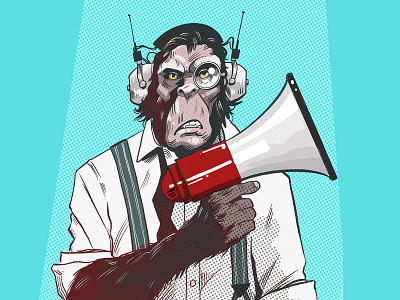 Sci-fi Chimp character design chimp comic art graphicdesign illustration ink and pen line art retro sci fi