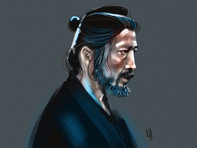 Samurai character design comic art illustration ink and pen japan japanese man painting portraits sketch