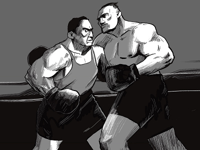 Boxers black and white boxers character design comic art crosshatch illustration ink and pen ink art line art retro sports vintage