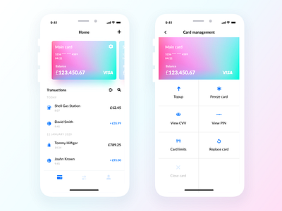 UI for banking app app banking card management cards design fintech home ios mobile settings ui ux