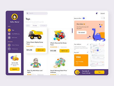 UI concept for delivery service buy delivery design desktop illustration shop toys ui vector web