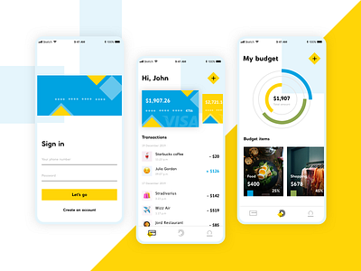 Wallet/Budgeting app banking budget cards fintech sign in ui ux