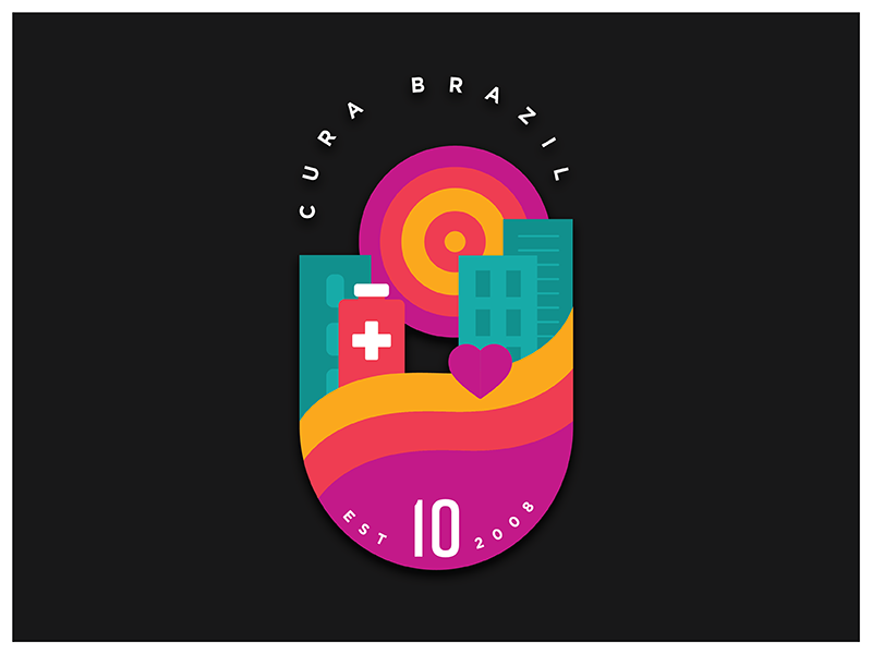 CURA Brazil 10th Anniversary Badge brazil medical non-profit non profit nonprofit branding design branding badge design vector artwork vector art vector illustrator graphic design badge design illustration