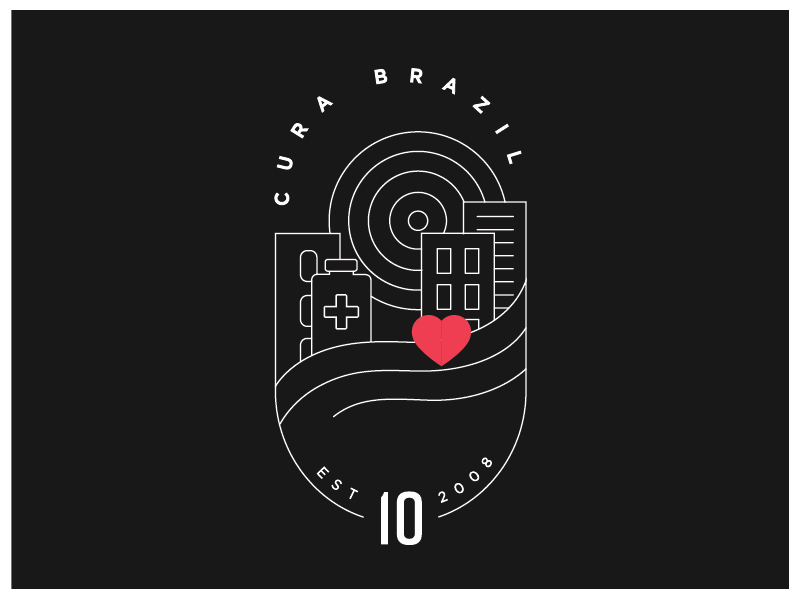 Cura Brazil 10th Anniversary Badge Outline illustrator line art badge design graphic design vector branding badge design illustration
