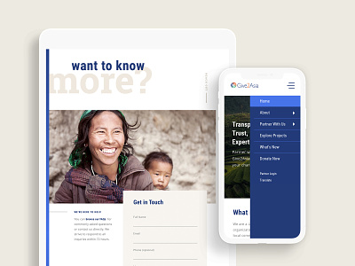 Give2Asia: Tablet + Mobile Screens branding design graphic design non profit nonprofit ui web web design
