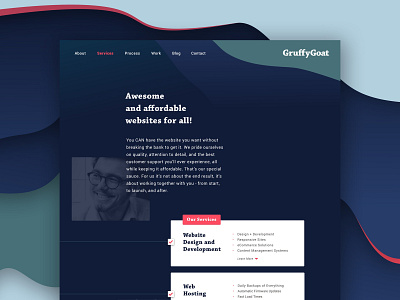 GruffyGoat Website | Services Page brand design brand designer branding goat services sketchapp web web design web designer web layout