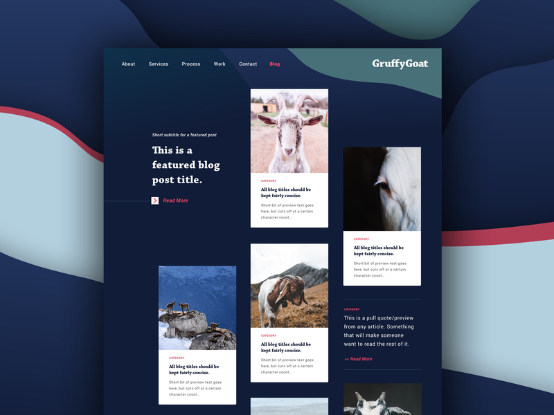 GruffyGoat Website | Blog Index blog design blog layout blog page branding design graphic design layout design sketch app web design web designer wordpress