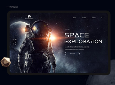 Space exploration art asteroid astronaut design minimal shot space spaceman ui ux vector website website design