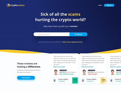 CryptoCanary's Web Platform Design branding crypto canary cryptocanary.app design platform ui ux website