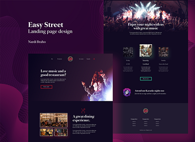 Easy Street Landing Page Design branding design music restaurant ui ux website