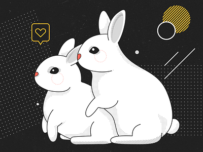 Valentine's Day grain illustration illustrationart illustrator rabbit valentines day vector