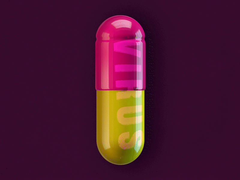 Pill 3d 3d animation animation colors design motion design pill pink type viral virus yellow