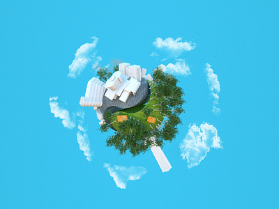 Some nature in city, some city in nature c4d environnement illustration