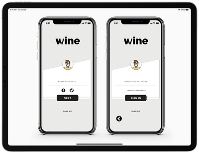 Wine App Login app character design drawing illustration logo ui ux vector