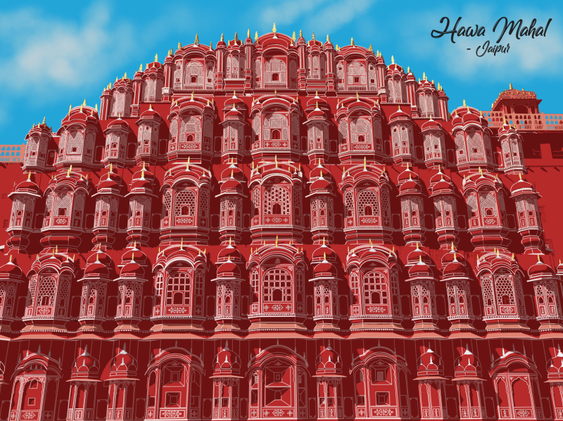 Hawa Mahal Palace Jaipur India Constructed Stock Vector Royalty Free  1157491888  Shutterstock