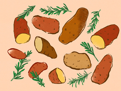 Rustic Potatoes cooking drawing farm food halftone illustration ink potato rustic supermarket