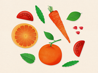 Fruit & Veg - Get your Vitamin C carrot cooking drawing food fruit health illustration kitchen meal orange plant produce texture vegetable vitamin vitamin c wellness