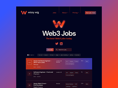 Web3 Jobs: Website Design branding design frame front end gradient graphic design layout logo typography web3 website website design