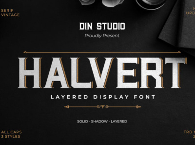 Halvert- Layered display font branding design display font font icon illustration layered logo type modern font shadow typography ui