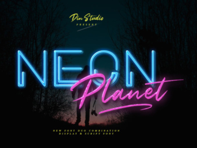 Neon planet - New font duo branding combination combination font design duo font font duo fonts handlettering lettering logo type neon font script font signature font typography