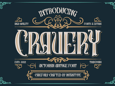 CRAVERY - Victorian Vintage Font branding design font fonts handlettering illustration lettering logo logo type typography vintage vintage font