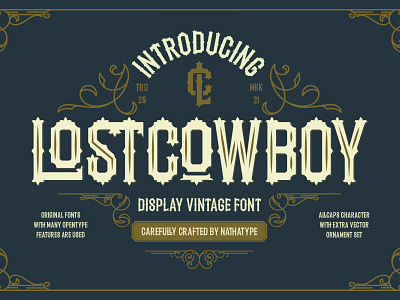 LOSTCOWBOY - Display Vintage Font branding design font fonts handlettering illustration logo logo type typography