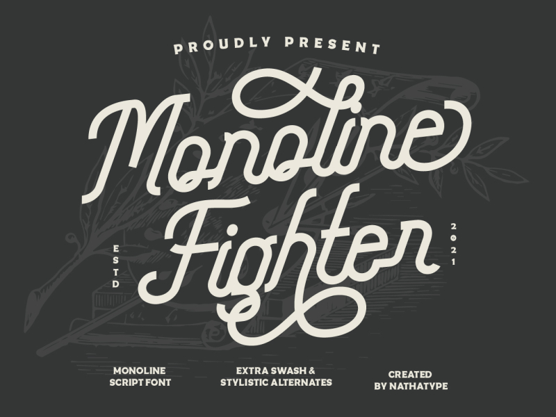 Monoline Figther - Monoline Script Font by Din Studio on Dribbble