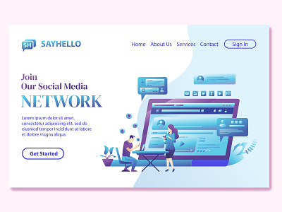 Social Media Marketing Illustrations illustrations ui ux web app web header webdesign website design