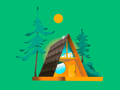 Cabin doodle cabin design illustration nature procreate spot illustration texture