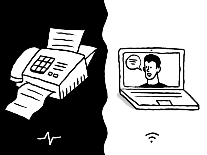 Fax machine vs. Internet after effects aftereffects animation blackandwhite procreate simple