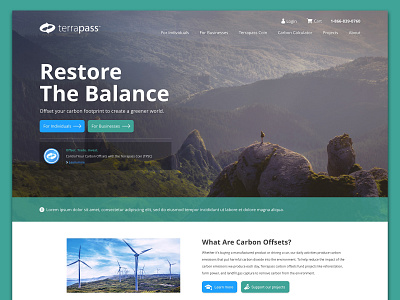 Terrapass homepage design energy environmental green homepage minimal ui ux web website