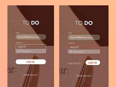 Dribble Rebound app design log in mobile password states display password ui ux