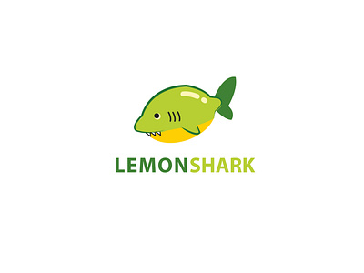 Lemonshark cartoon illustration lemon logo shark