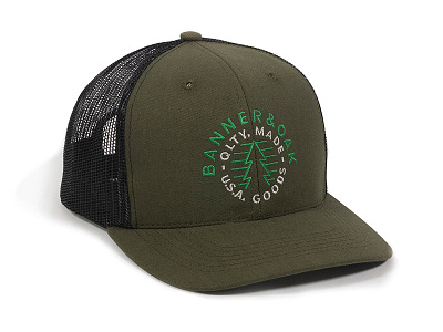 Banner & Oak - Evergreen design headwear outdoor snapback tree trucker type typography