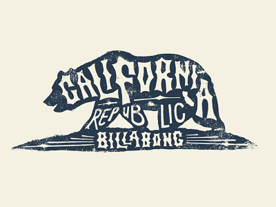 Billabong - Golden Bear apparel bear california design graphic surf tee tee shirt texture type typography
