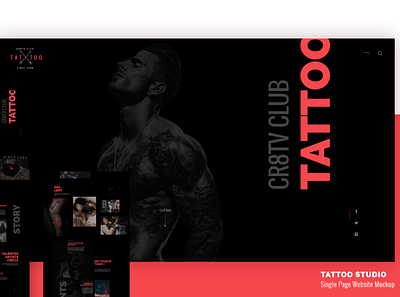 Tattoo Studio - Single page website animation design minimal typography ui ux web website