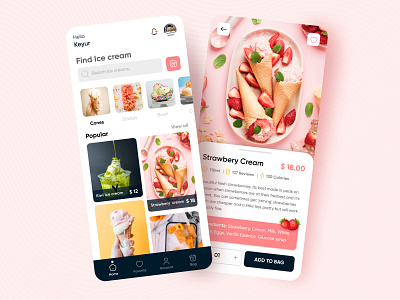 App concept of online order for an ice cream