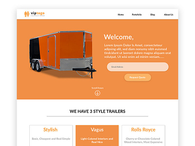 Landing Page Trailers Vip Togo adobe xd design graphic landing page orange trailers ui ux viptogo website