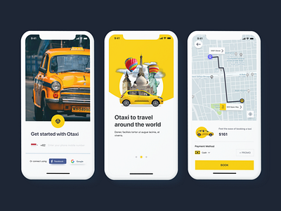 Otaxi | Taxi UI Kit design gojek grab maps mapui mobile tab navigation taxi taxi app uber ui ui ux design uiux ux ux design uxdesign yellow