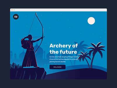 Archery of the Future archer archery blue branding design future illustration illustration art illustration art director design kyudo mobile night ui uiux ux village webdesign website