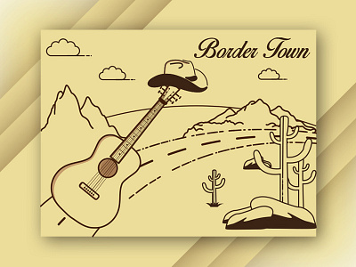 Border Town guiter illustration western country