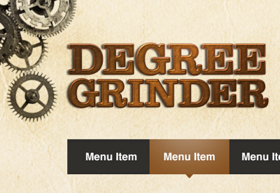 Degree Grinder, Logo brand branding copper illustration logo sepia steampunk web design website