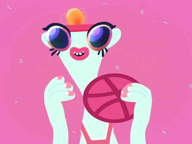Salut, Dribbble! animation character debut design gif girl loop