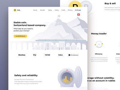 Stablecoin site bank coin crypto cryptocurrency design finances money mountains ruble safe site stablecoin switzerland ui web